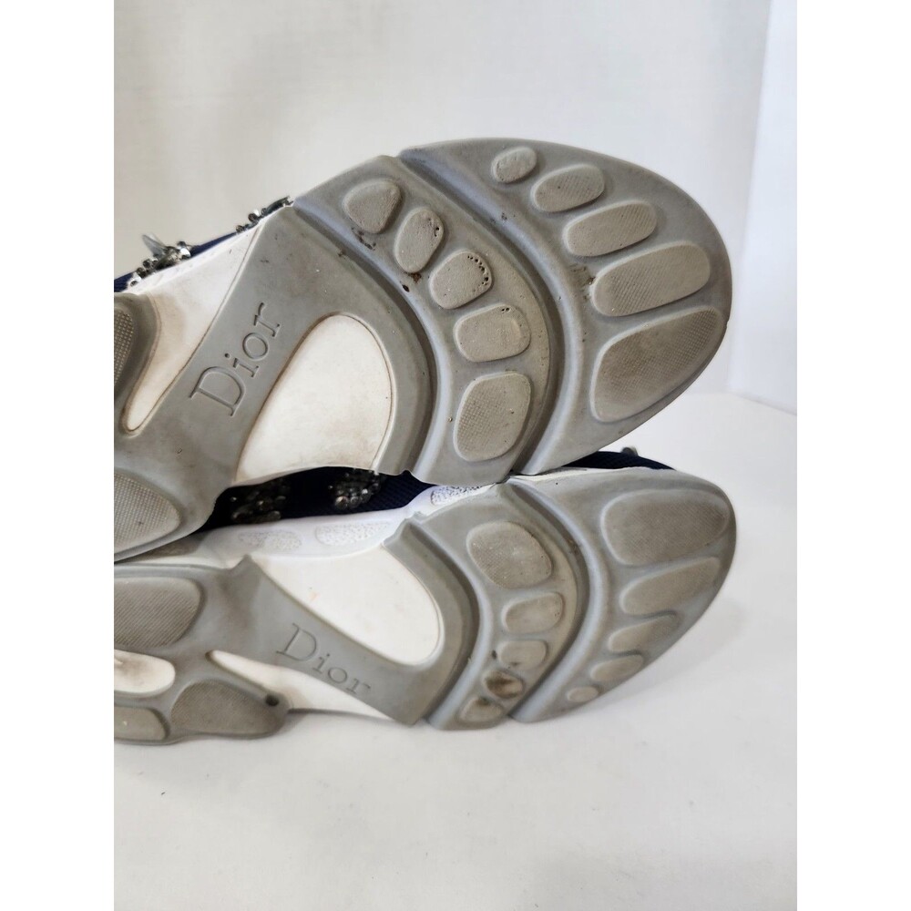 Dior Navy Blue Mesh Fusion Embellished Slip On Sneakers Size 38 With Box - Picture 10 of 10